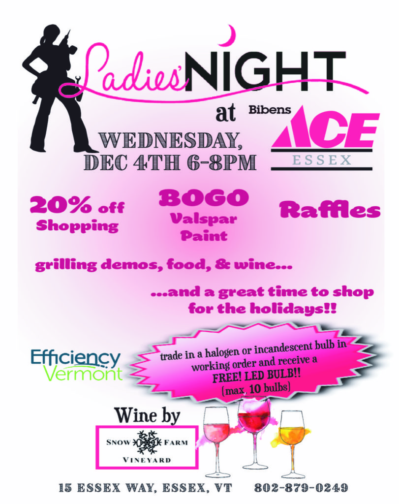 Ladies Night at Bibens ACE Hardware Snow Farm Vineyard